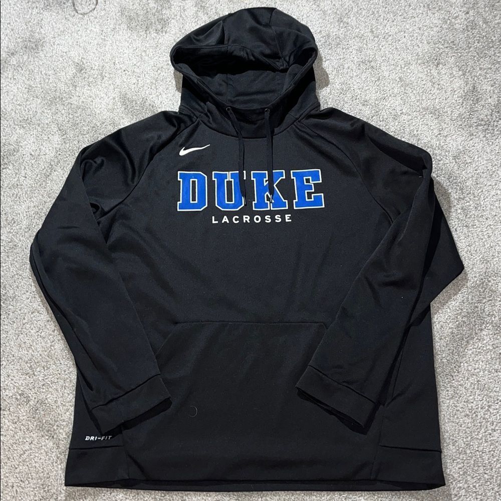 Nike Black Duke Blue Devils LAX Lacrosse High Neck Hooded Hoodie Sweatshirt XL